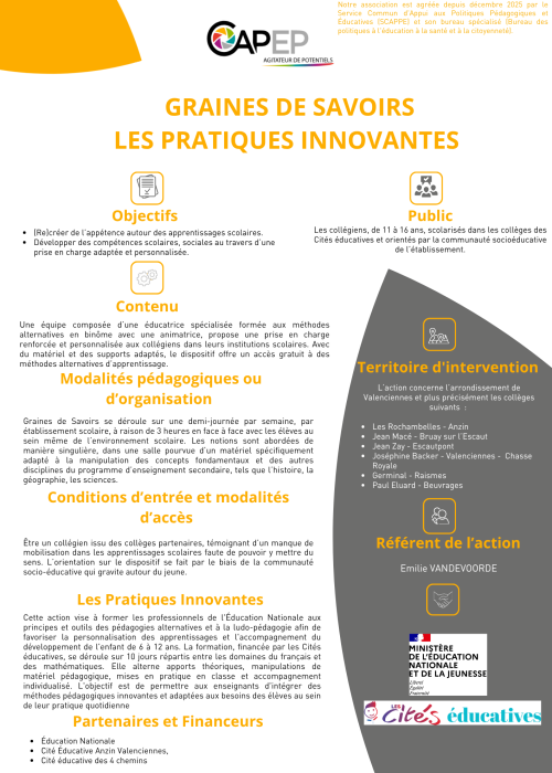 GRAINES DE SAVOIRS LES PRATIQUES INNOVANTES